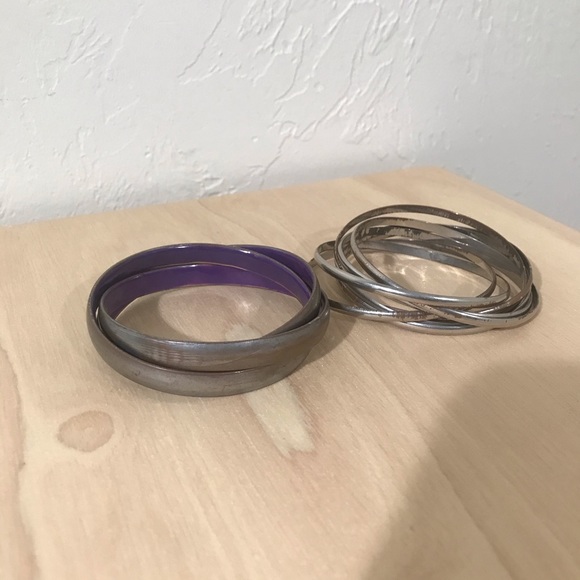 Set of 2 Silver Infinity Bangles- 1 Thin ; 1 Thick - Picture 4 of 8